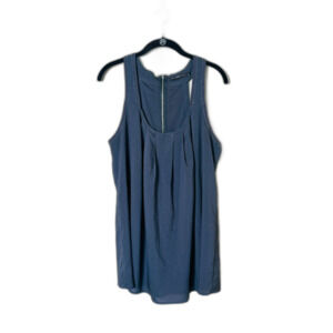 Hazel Slate Gray Beaded Edge Lined Tank Blouse Large Razorback Flowy Festival